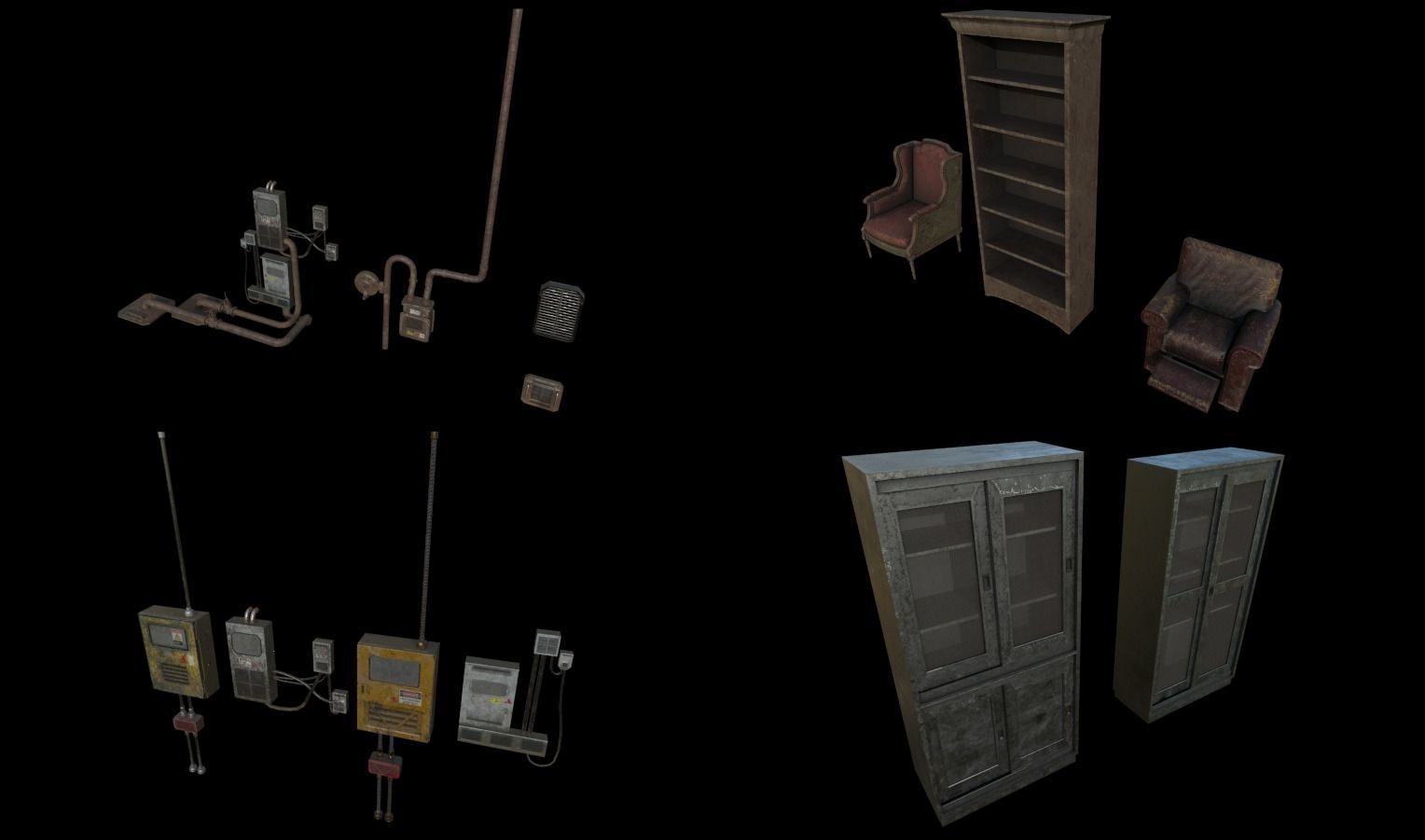 Modular Horror Hospital Pack Low-poly 3D model_31