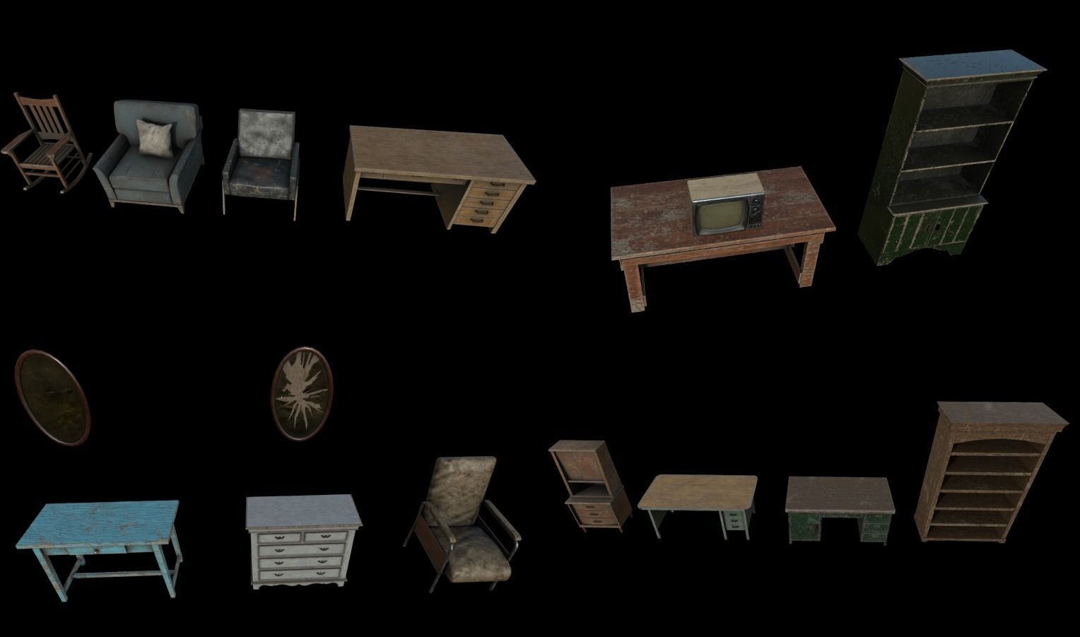 Modular Horror Hospital Pack Low-poly 3D model_32