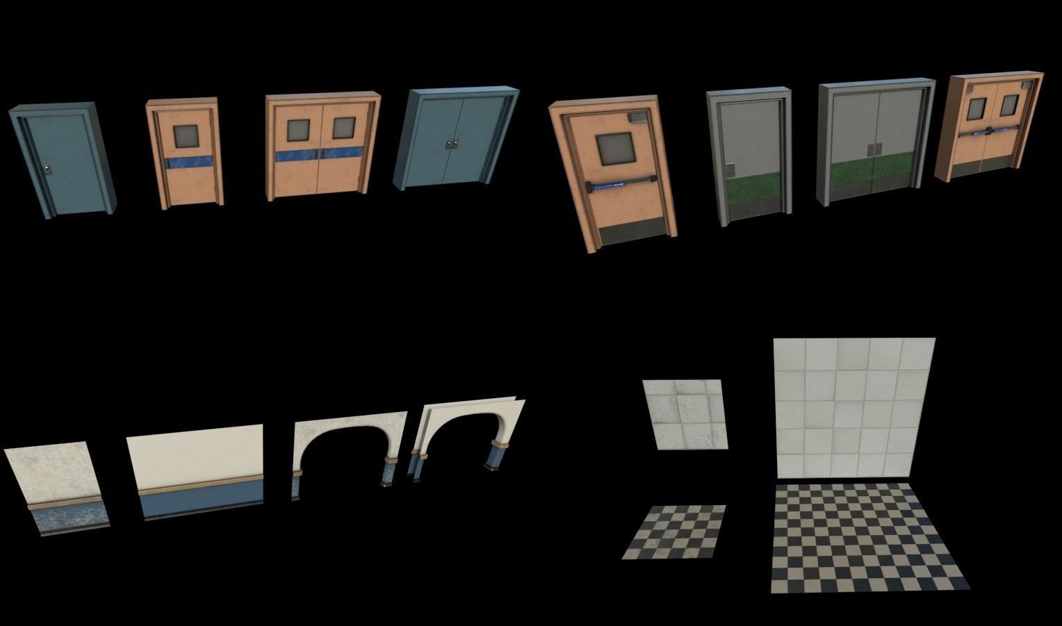 Modular Horror Hospital Pack Low-poly 3D model_12