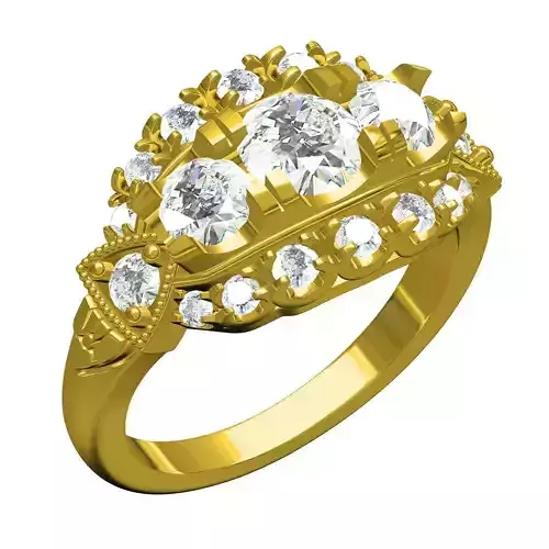 Antique Three Stone Art Deco Wedding Ring