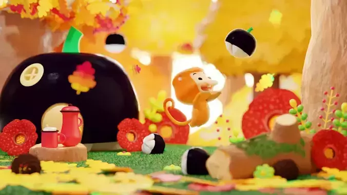 Happy Spring Bekantan Proboscis Monkey Lowpoly Isometric