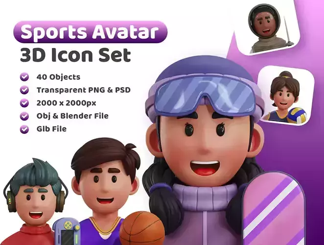 Sports Avatar Icon Pack 3D Model