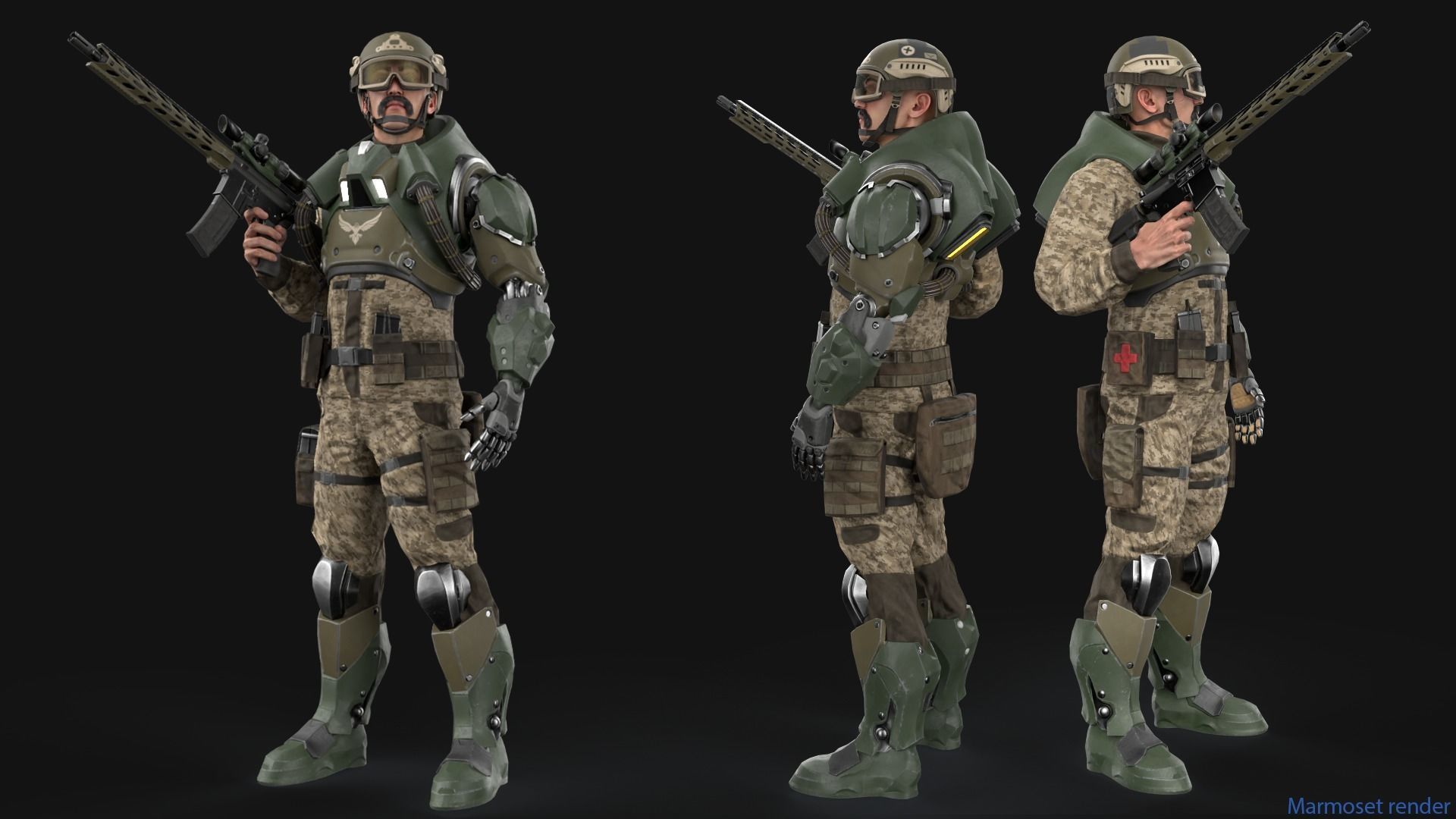 Freedom Soldier Low-poly 3D model_7