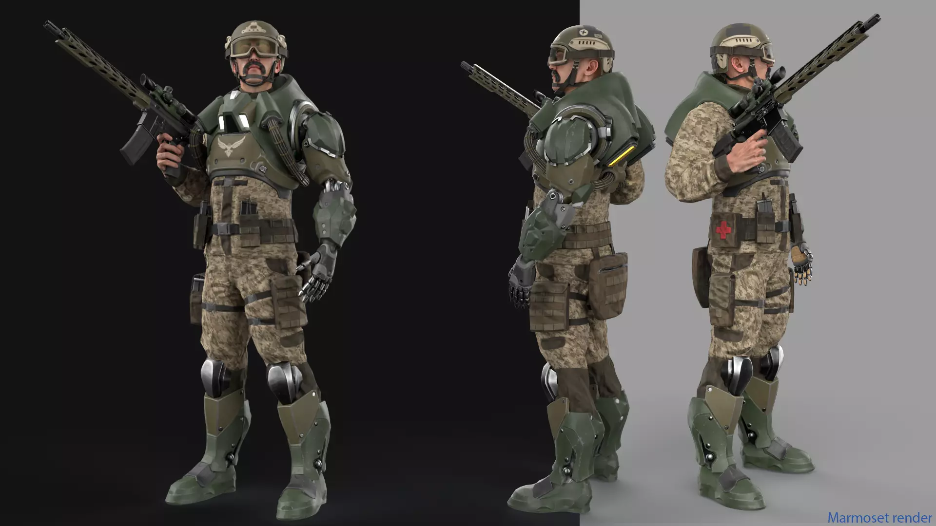 Freedom Soldier Low-poly 3D model_0
