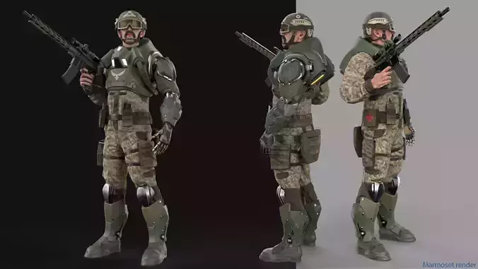 Freedom Soldier Low-poly 3D model