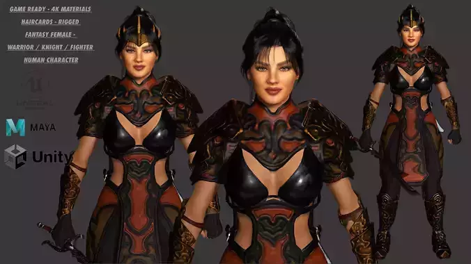 AAA 3D FANTASY FEMALE WARRIOR ALEEYA-REALISTIC GAME CHARACTER