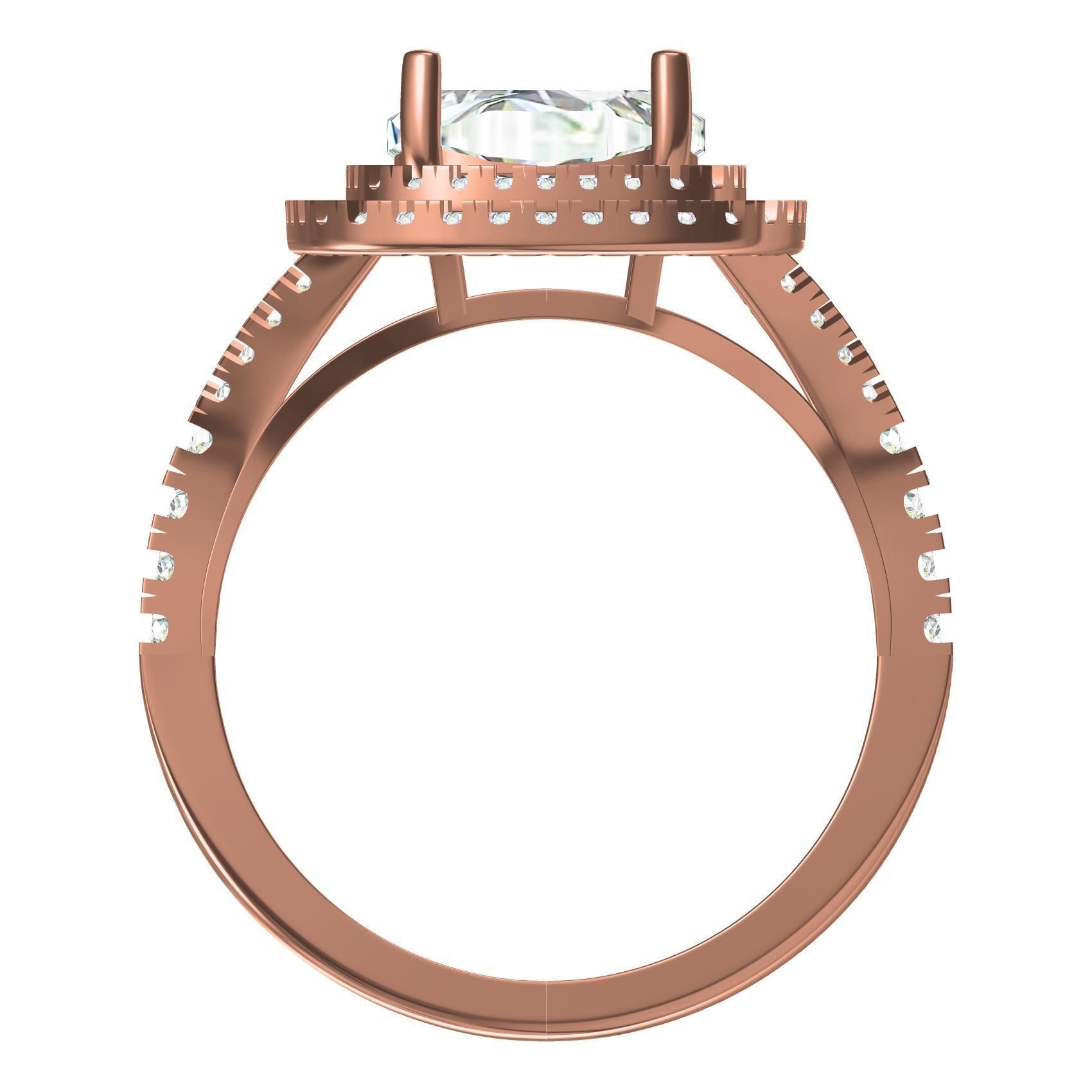 Cushion Stone Double Halo Micro Prong Set Cathedral Ring 3D print model_5