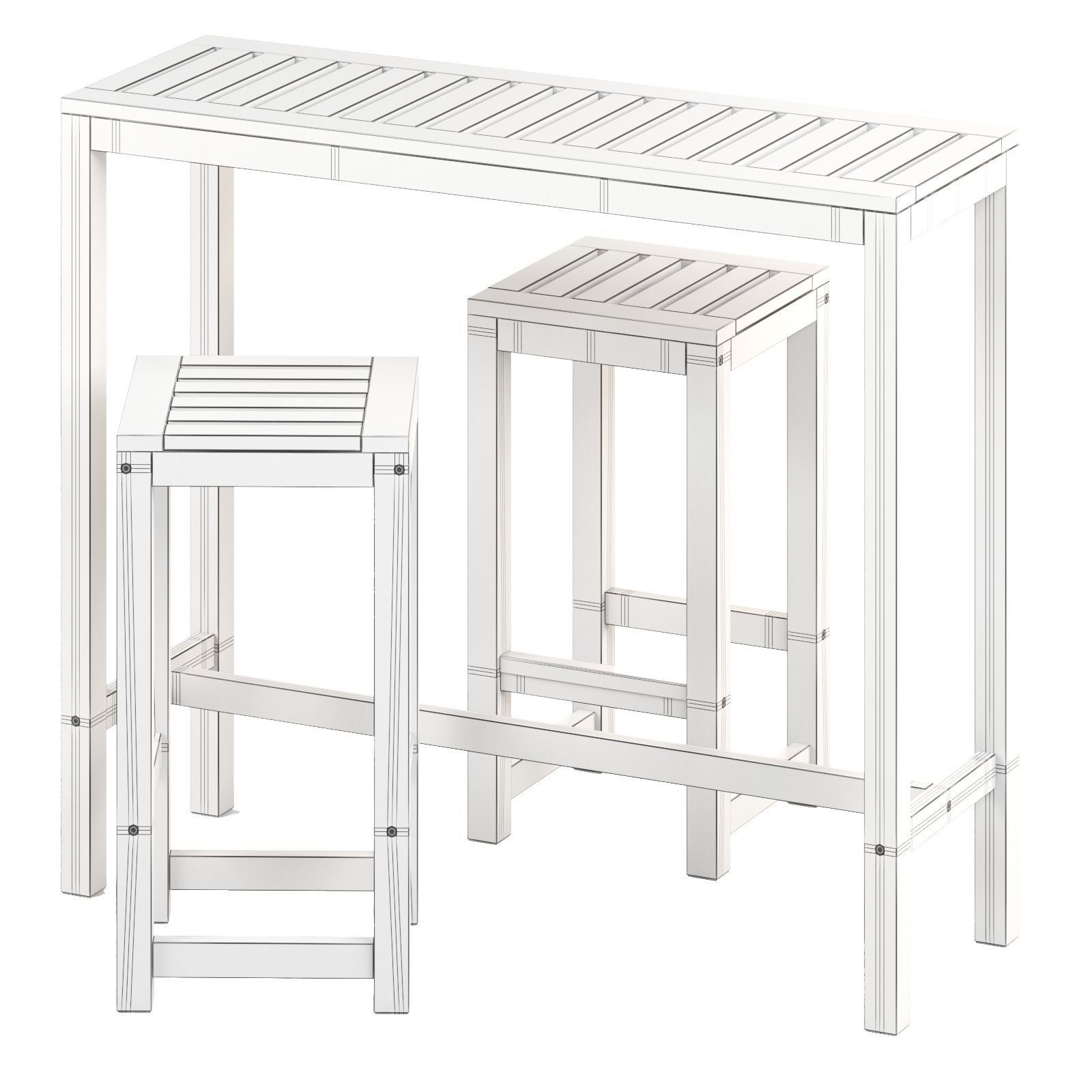 NAMMARO Rectangular bar table and 2 bar stools IKEA 3D model_2