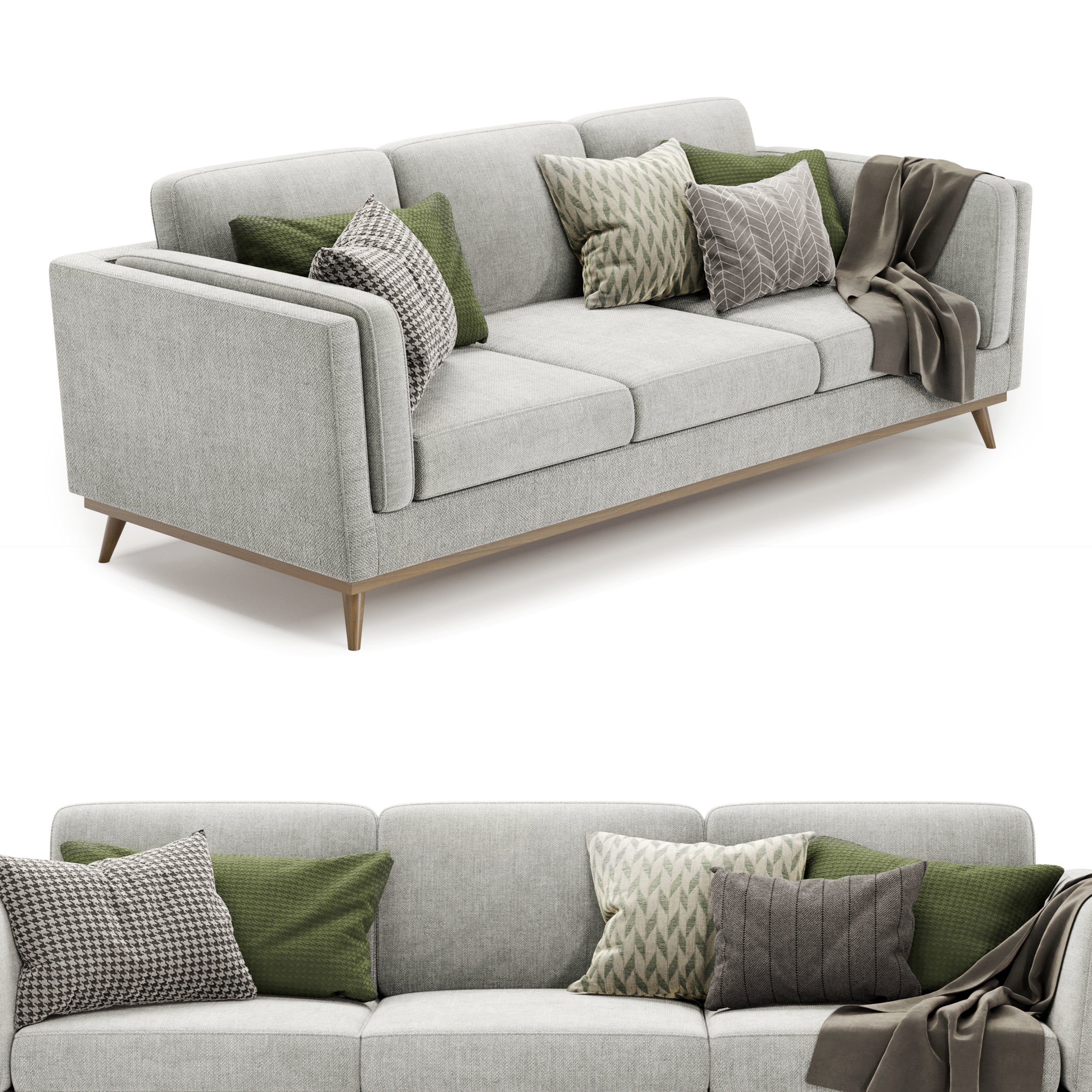 Kassia Linen sofa 3D model_2