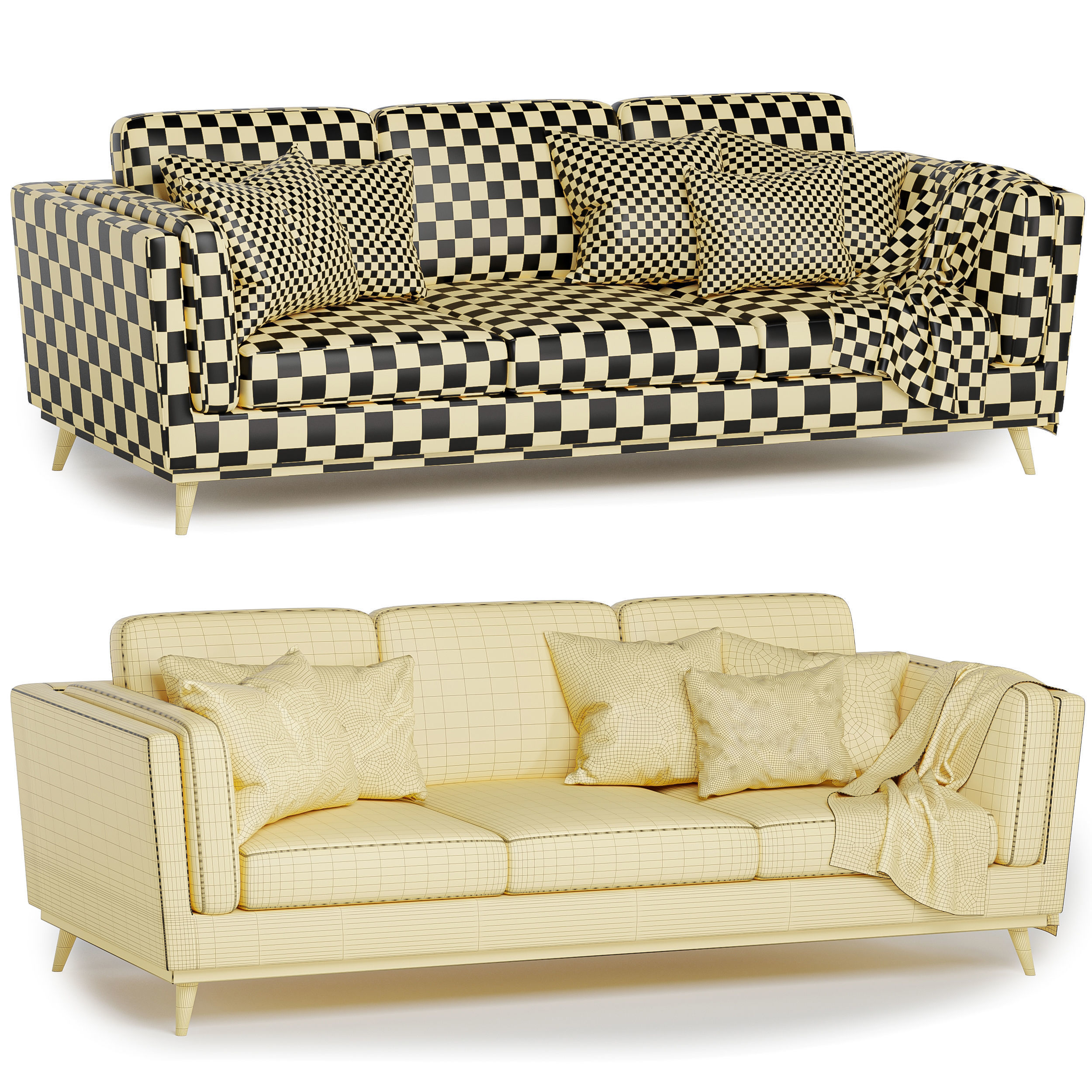 Kassia Linen sofa 3D model_5