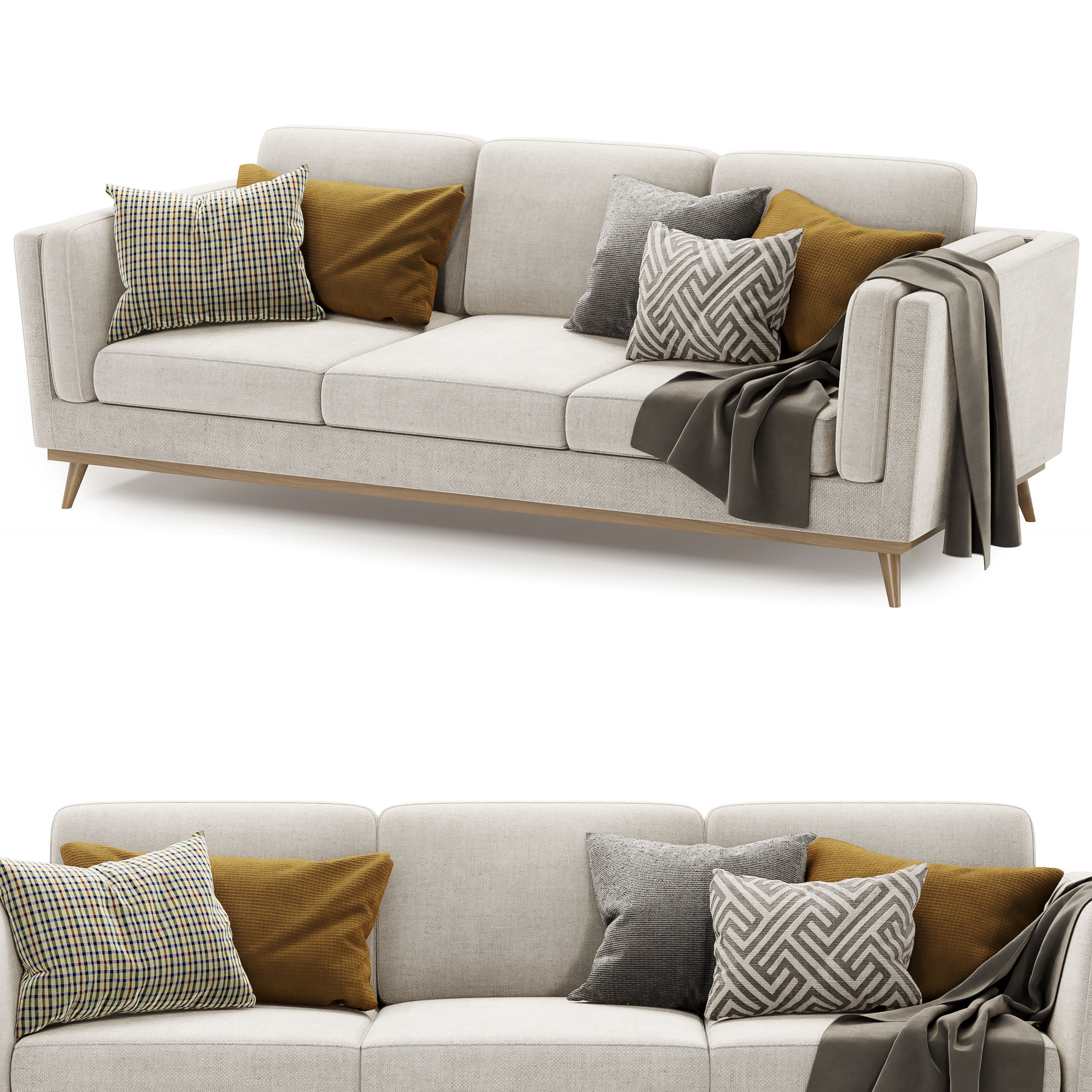 Kassia Linen sofa 3D model_1