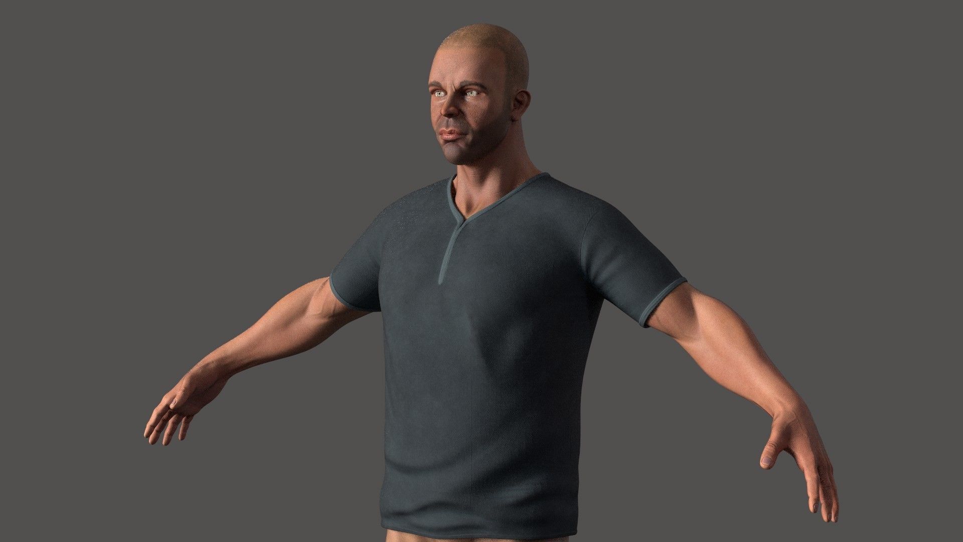 male body lowpoly game model Low-poly 3D model_10
