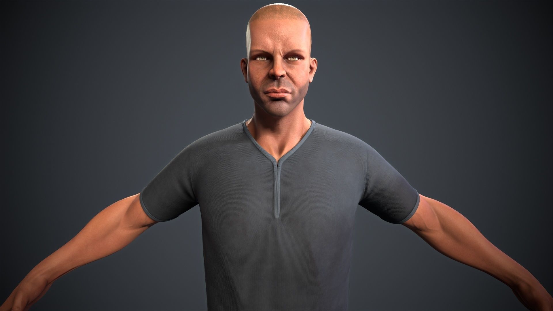 male body lowpoly game model Low-poly 3D model_4