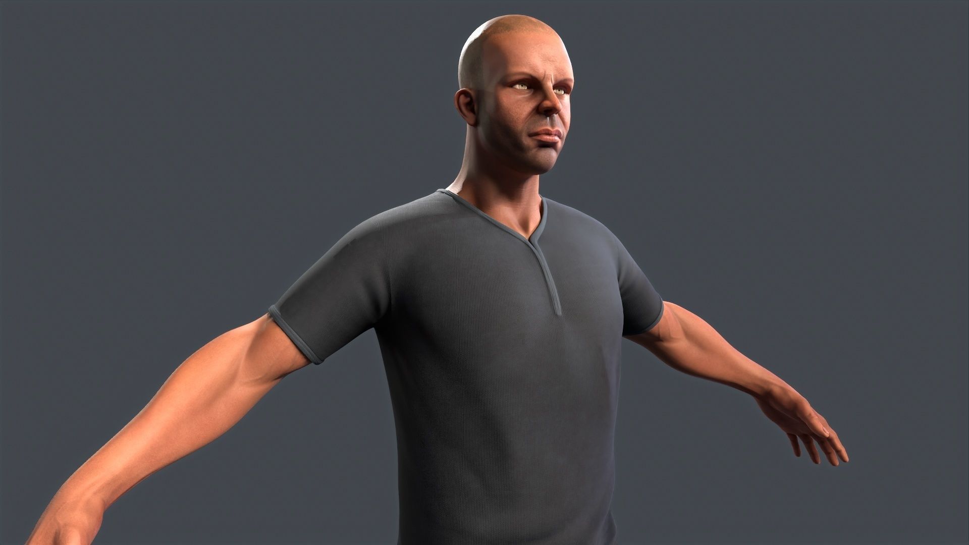 male body lowpoly game model Low-poly 3D model_5