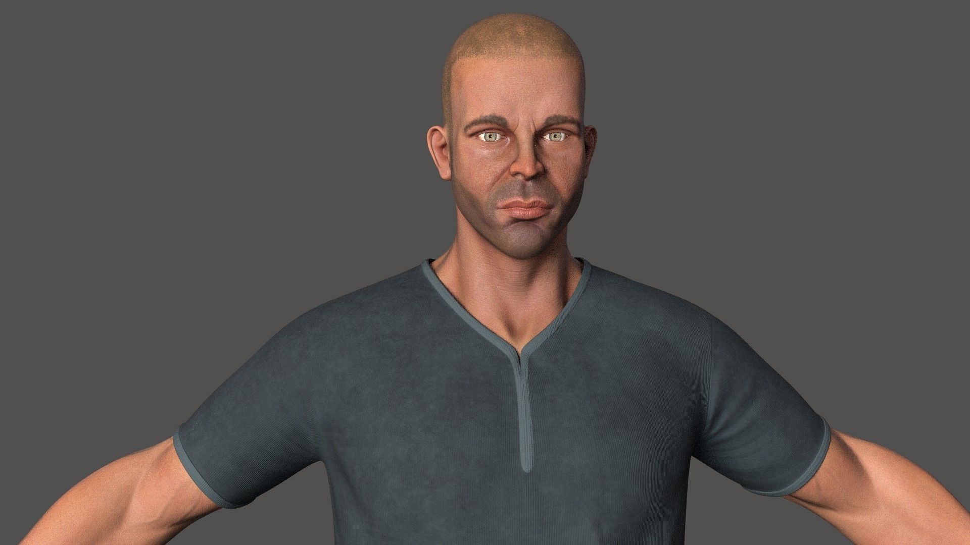 male body lowpoly game model Low-poly 3D model_11