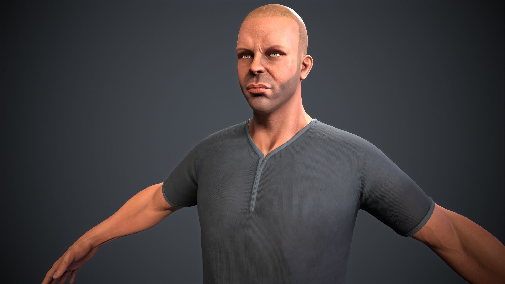 male body lowpoly game model Low-poly 3D model_2
