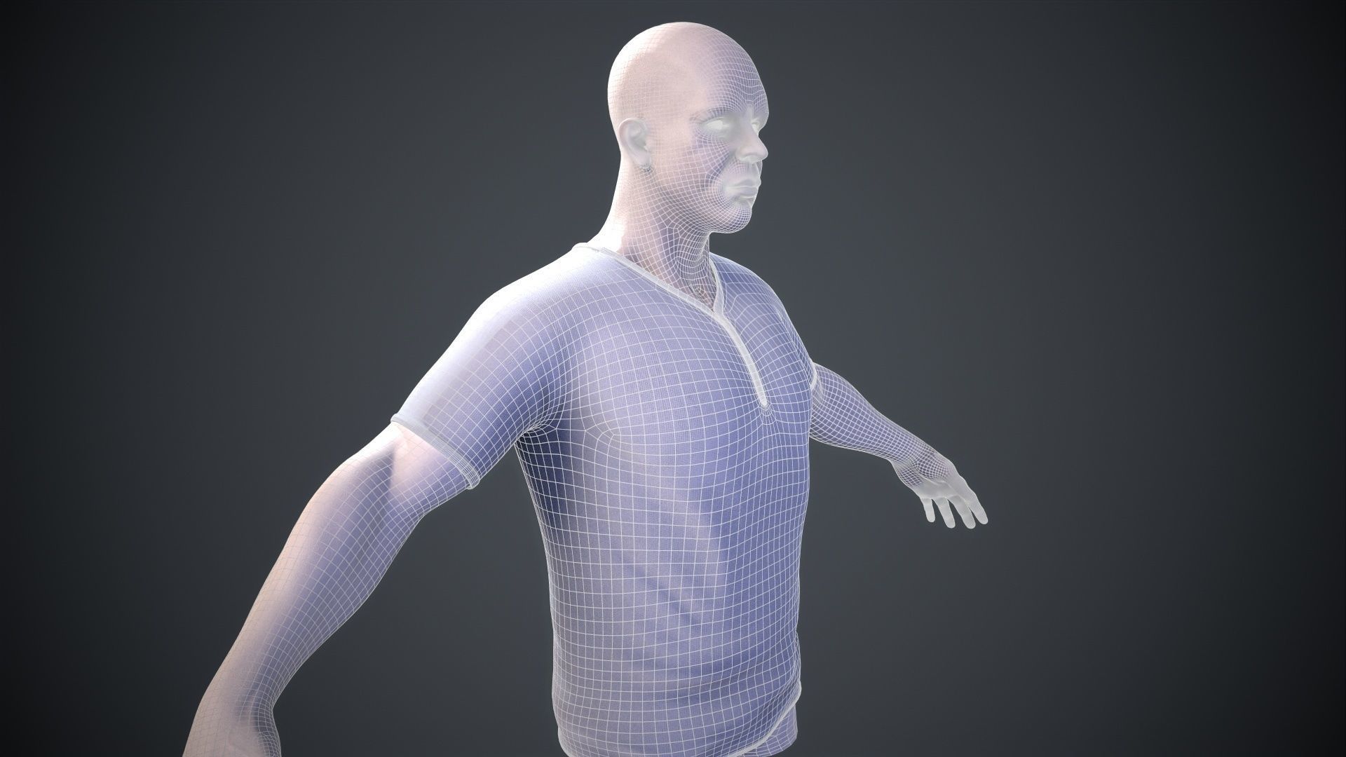 male body lowpoly game model Low-poly 3D model_25