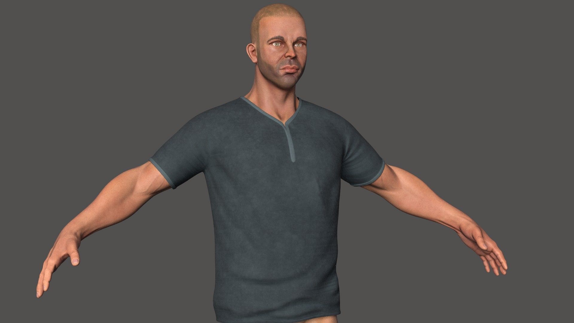 male body lowpoly game model Low-poly 3D model_12