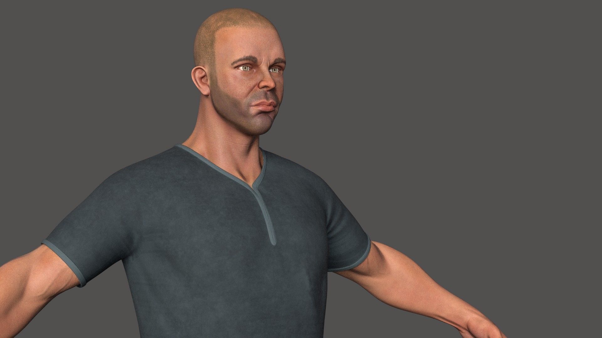 male body lowpoly game model Low-poly 3D model_15