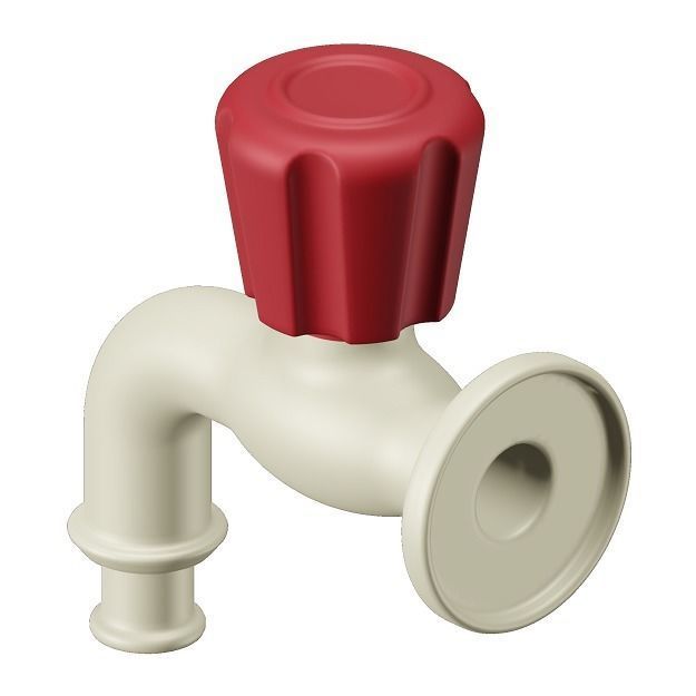 PVC Washing Machine Tap 3D model_3