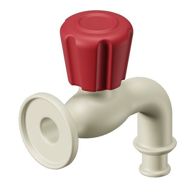 PVC Washing Machine Tap 3D model_2