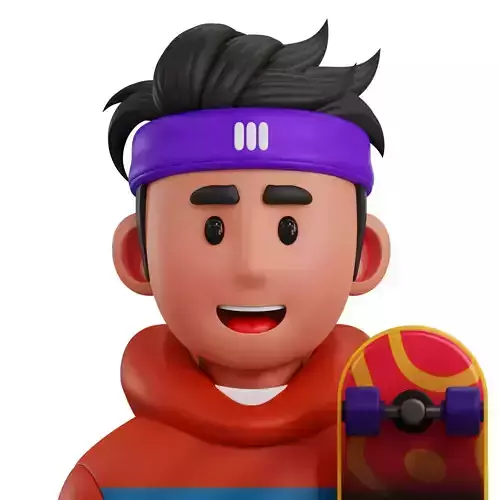 Skater Player Avatar 3D Icon
