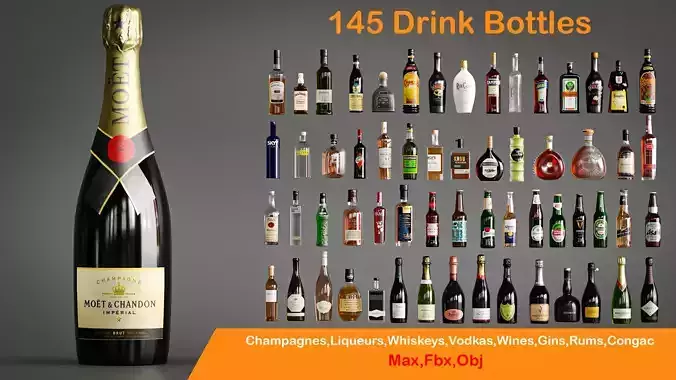 145 Drink Bottle Low-poly 3D model