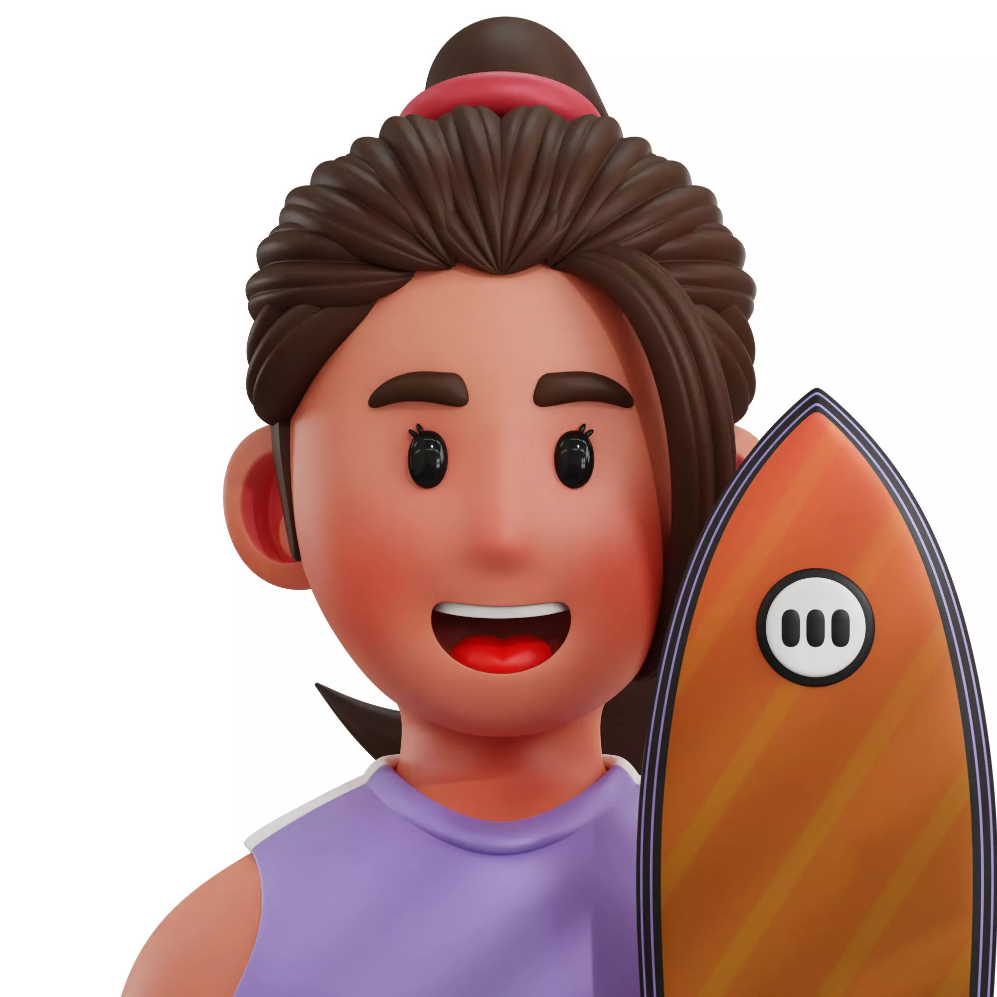 Surfing Player Avatar 3D Icon Low-poly 3D model