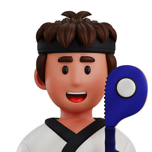 Karate Player Avatar 3D Icon Low-poly 3D model