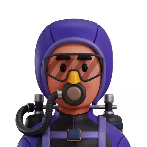 Diver Player Avatar 3D Icon Low-poly 3D model