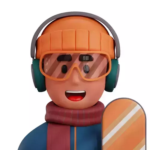 Snowboarder Player Avatar 3D Icon