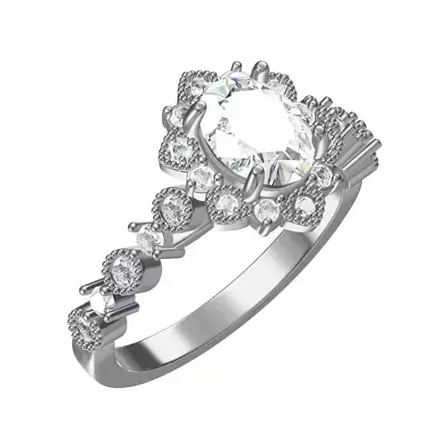 Oval Cluster Solitaire Engagement Ring