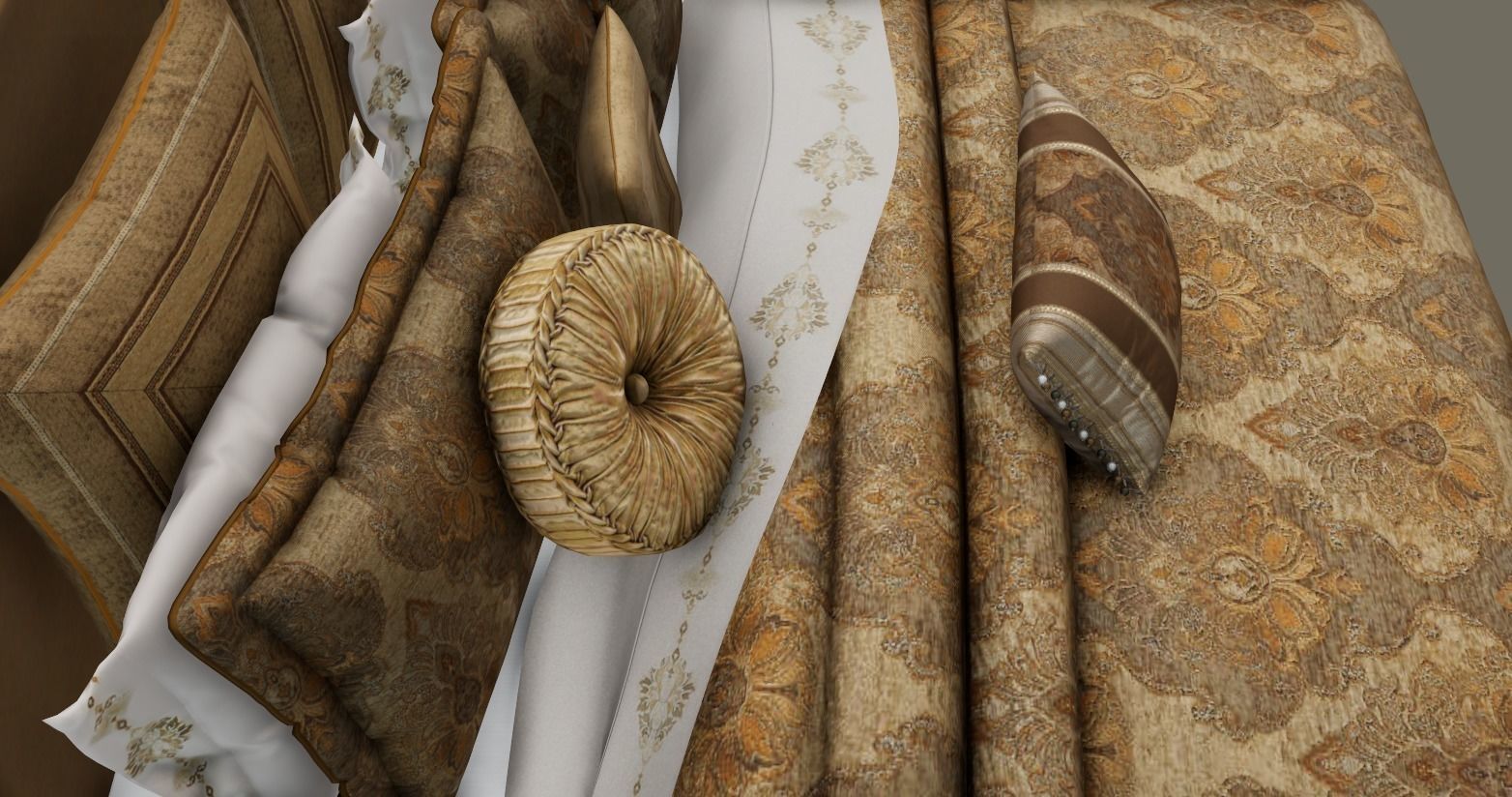 Comforter Set Low-poly 3D model_3