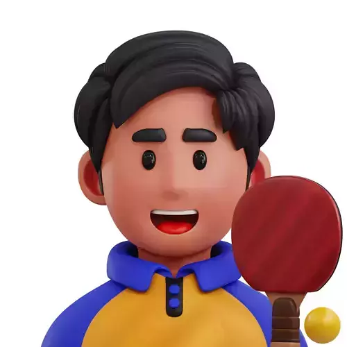Ping Pong Player Avatar 3D Icon Low-poly 3D model