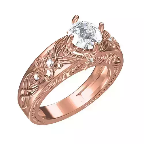 Single Round Diamond Filigree Art Deco Ring