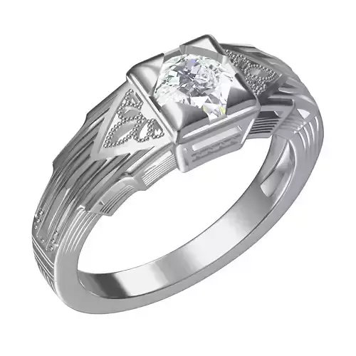 Single Round Diamond Filigree Art Deco Ring 2