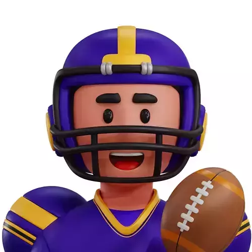 American Football Player Avatar 3D Icon Low-poly 3D model
