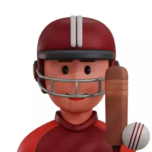 Cricket Player Avatar 3D Icon