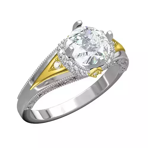 Moissanite Diamond Engrave Shank Ring for Women 3D print model