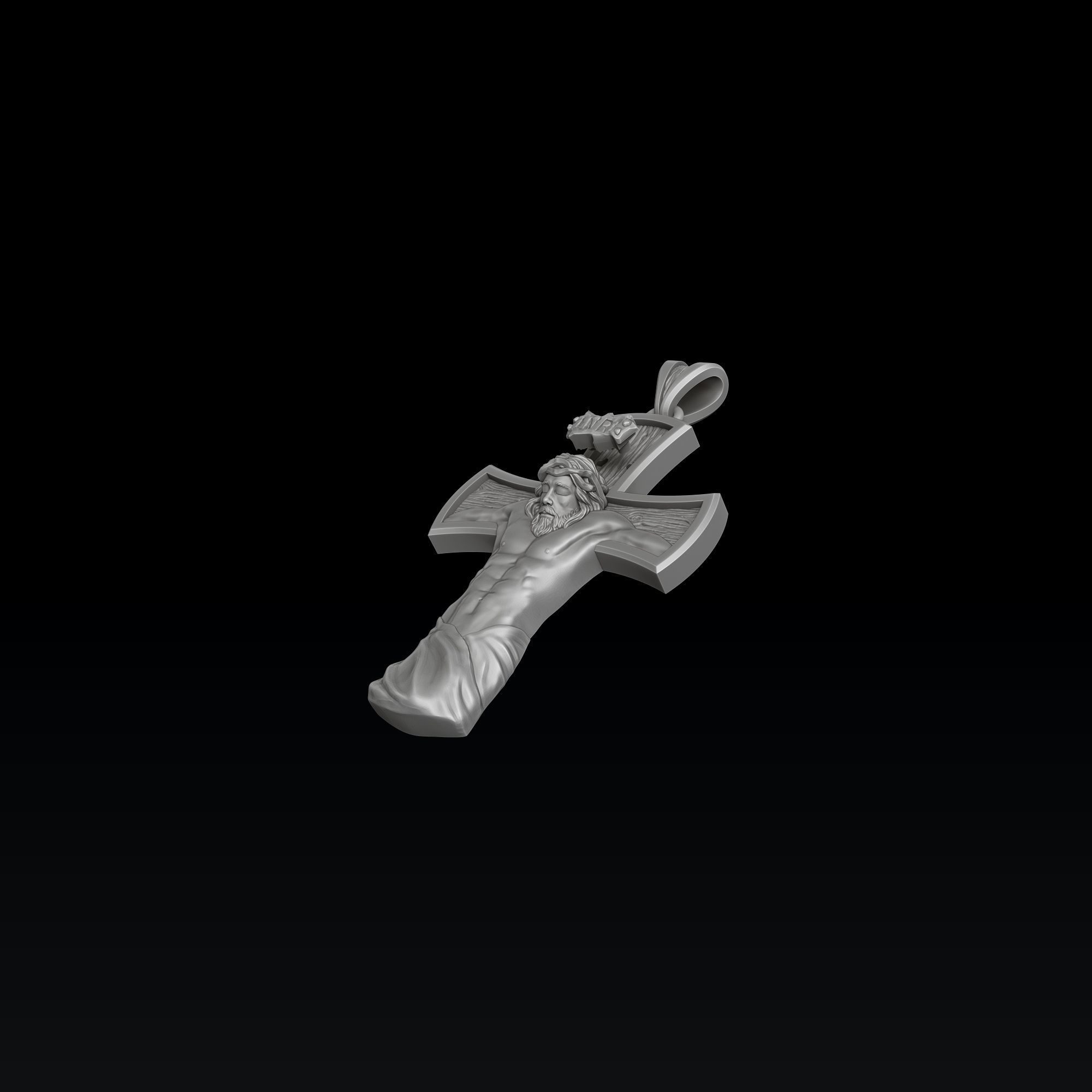 Jesus Crucifixion cross pendant 3D print model_6