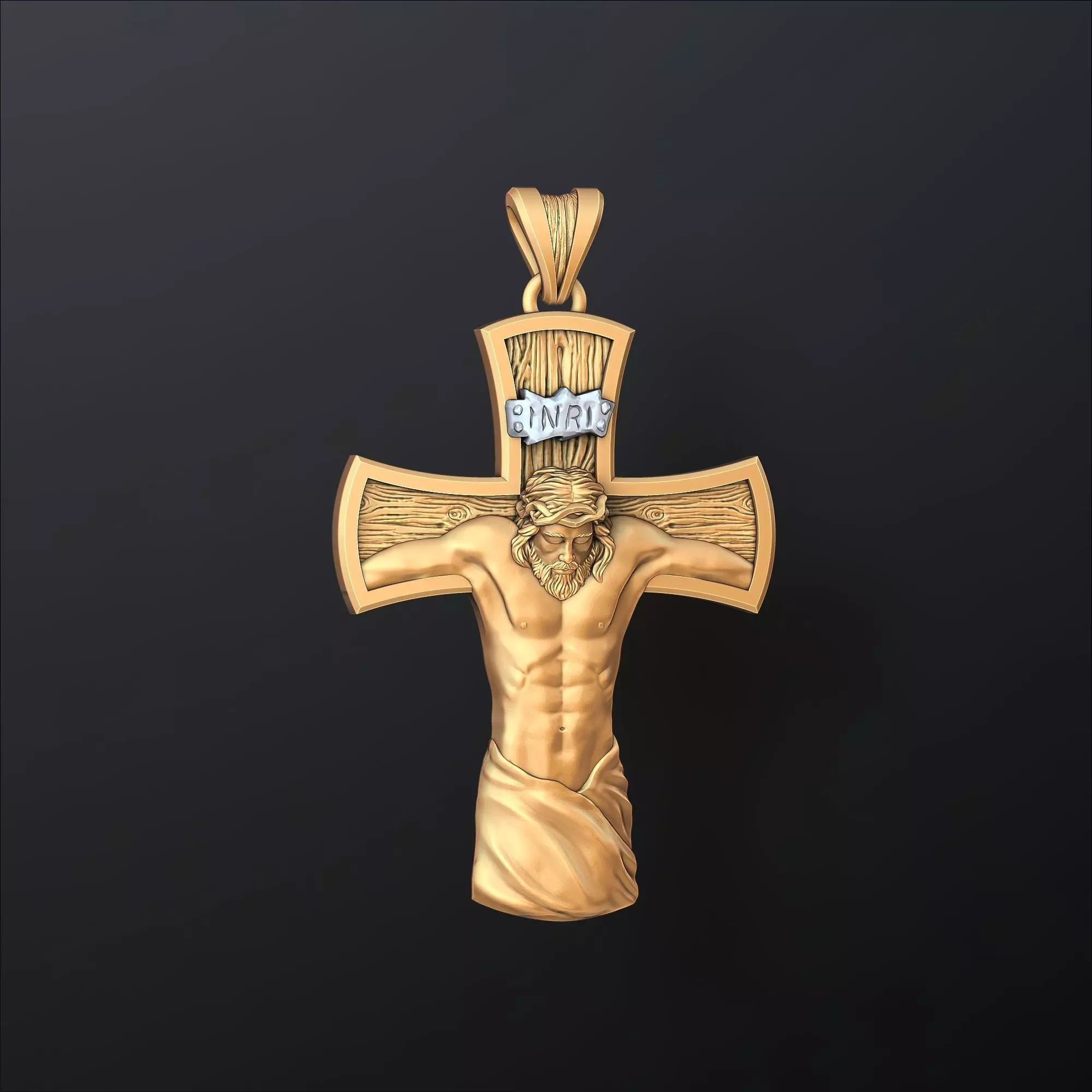 Jesus Crucifixion cross pendant 3D print model_0