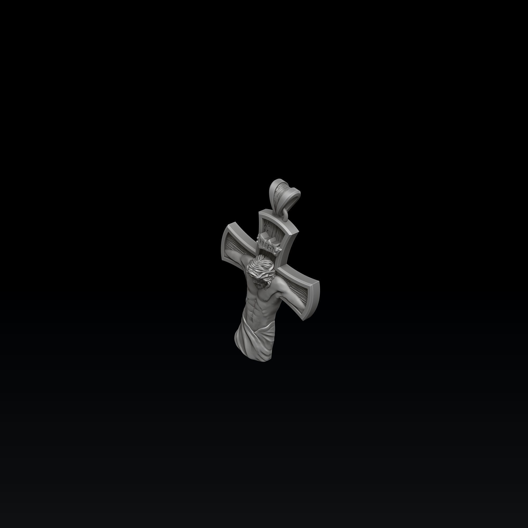 Jesus Crucifixion cross pendant 3D print model_7