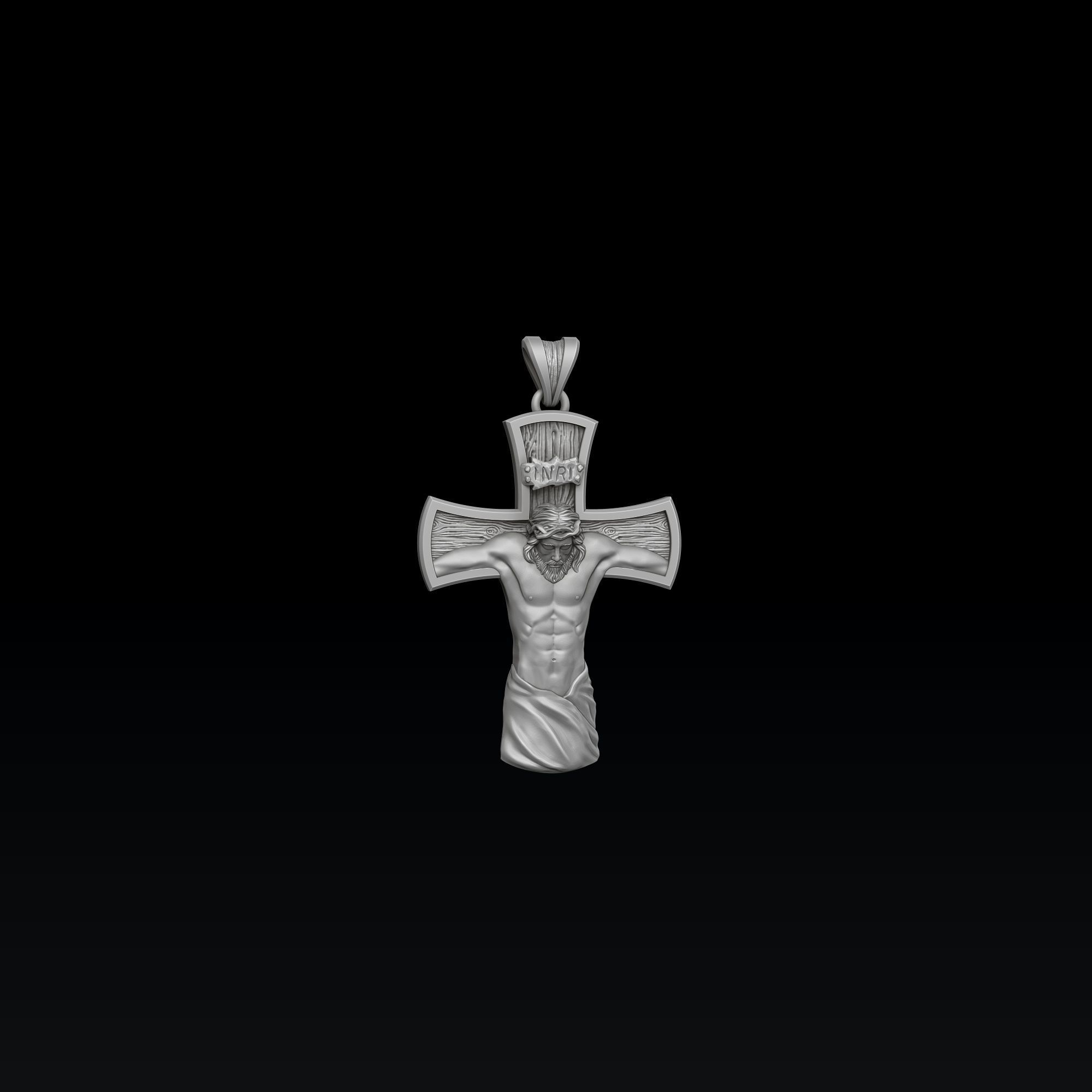 Jesus Crucifixion cross pendant 3D print model_3