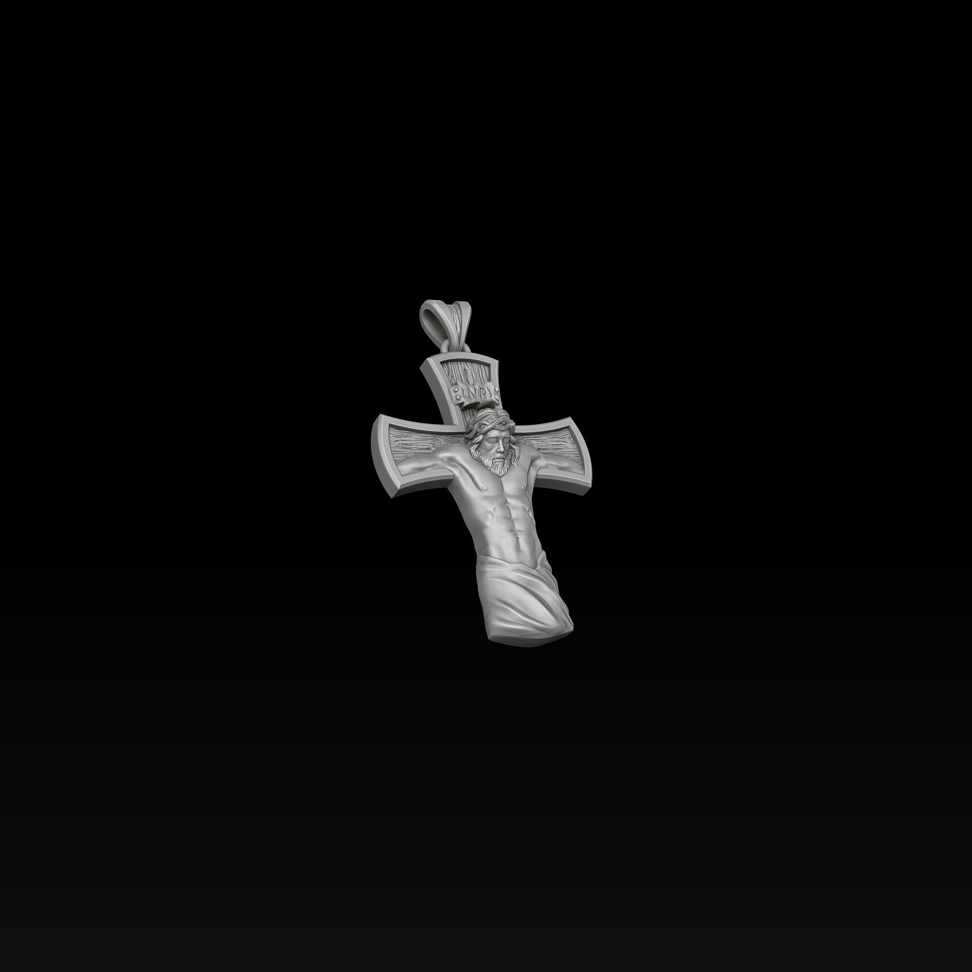 Jesus Crucifixion cross pendant 3D print model_2