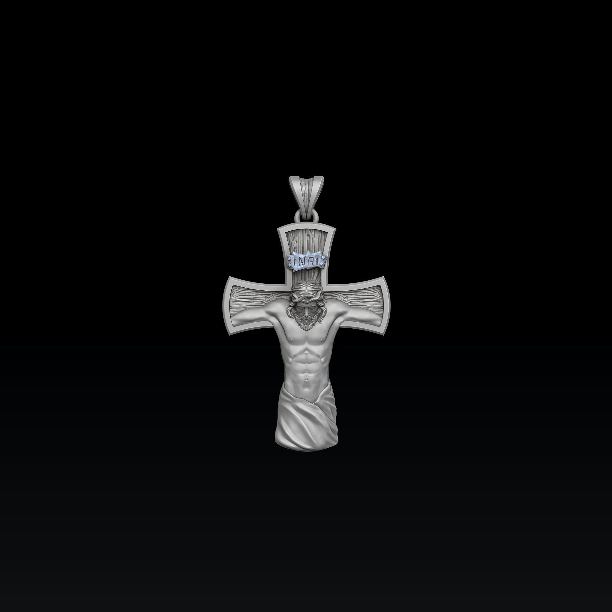 Jesus Crucifixion cross pendant 3D print model_1