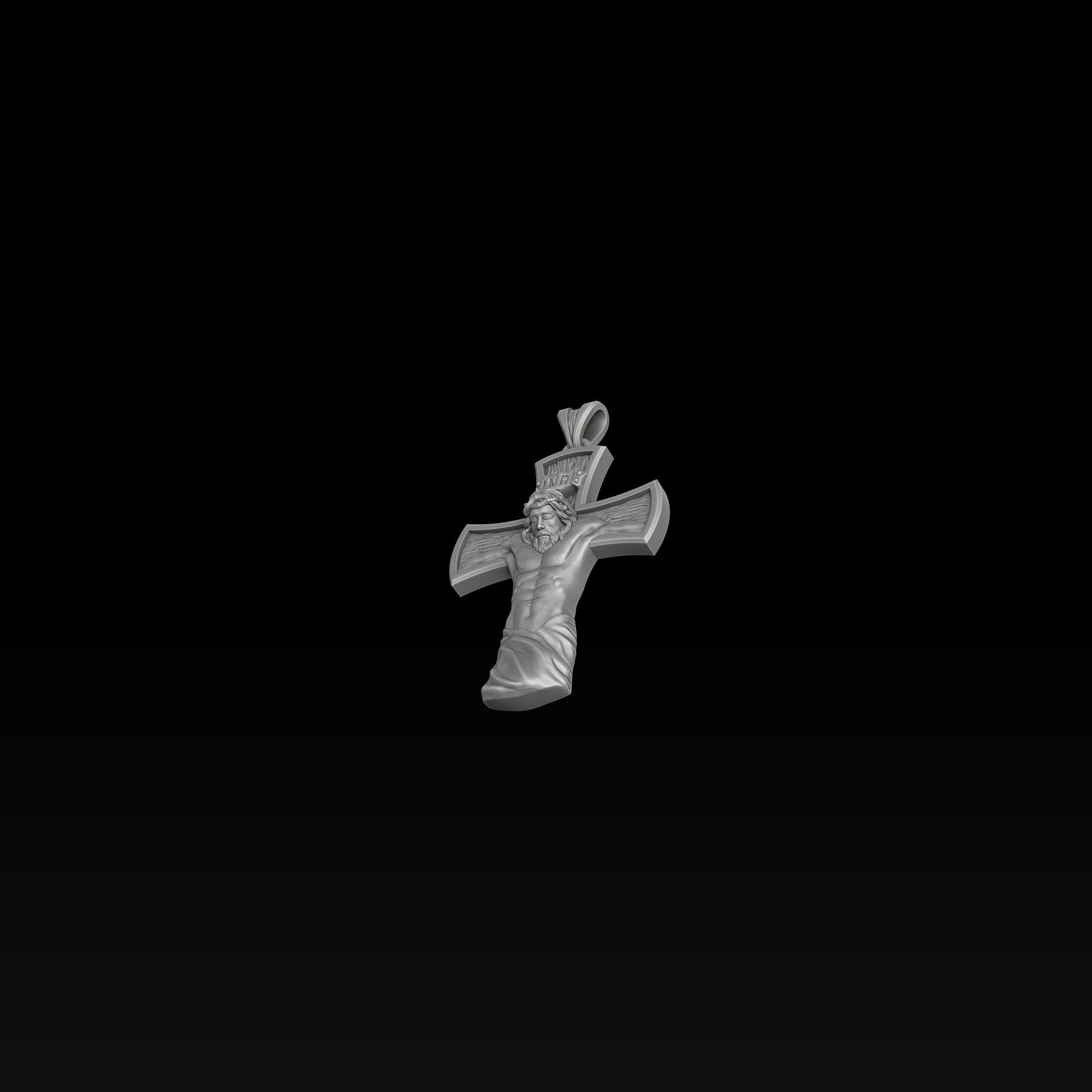 Jesus Crucifixion cross pendant 3D print model_5