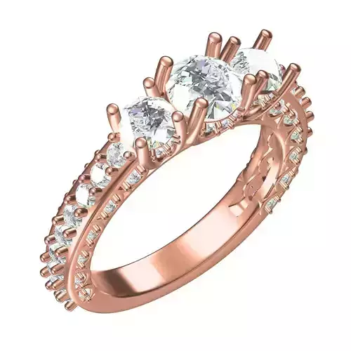 Simulated Round Cut Diamond Engagement Ring