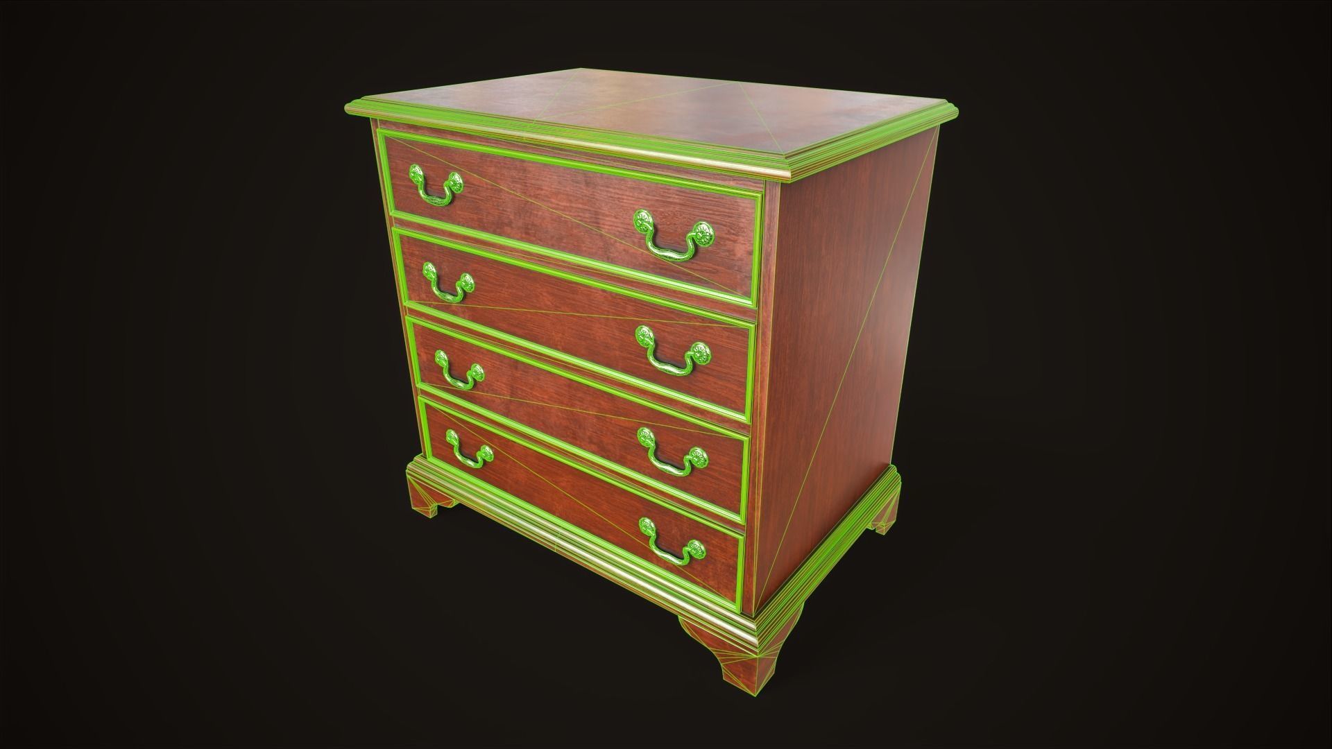Vintage dresser Low-poly 3D model_5