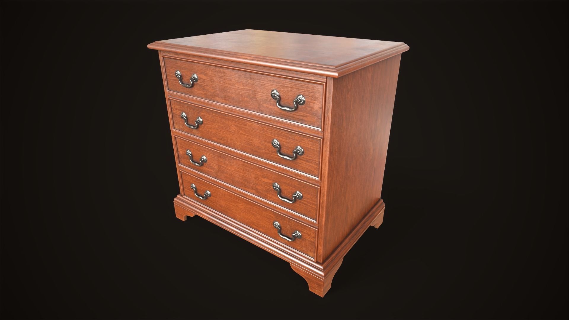 Vintage dresser Low-poly 3D model_2