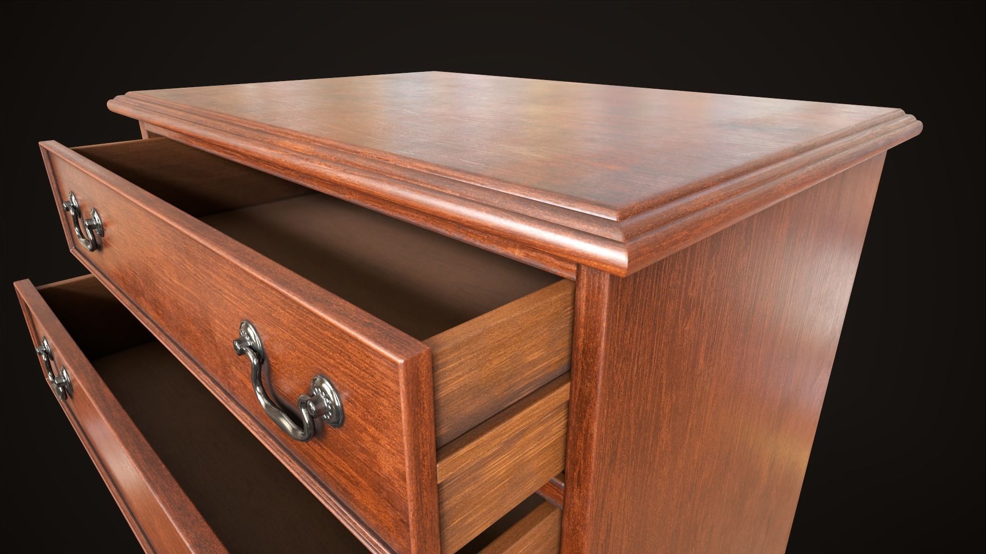 Vintage dresser Low-poly 3D model_12